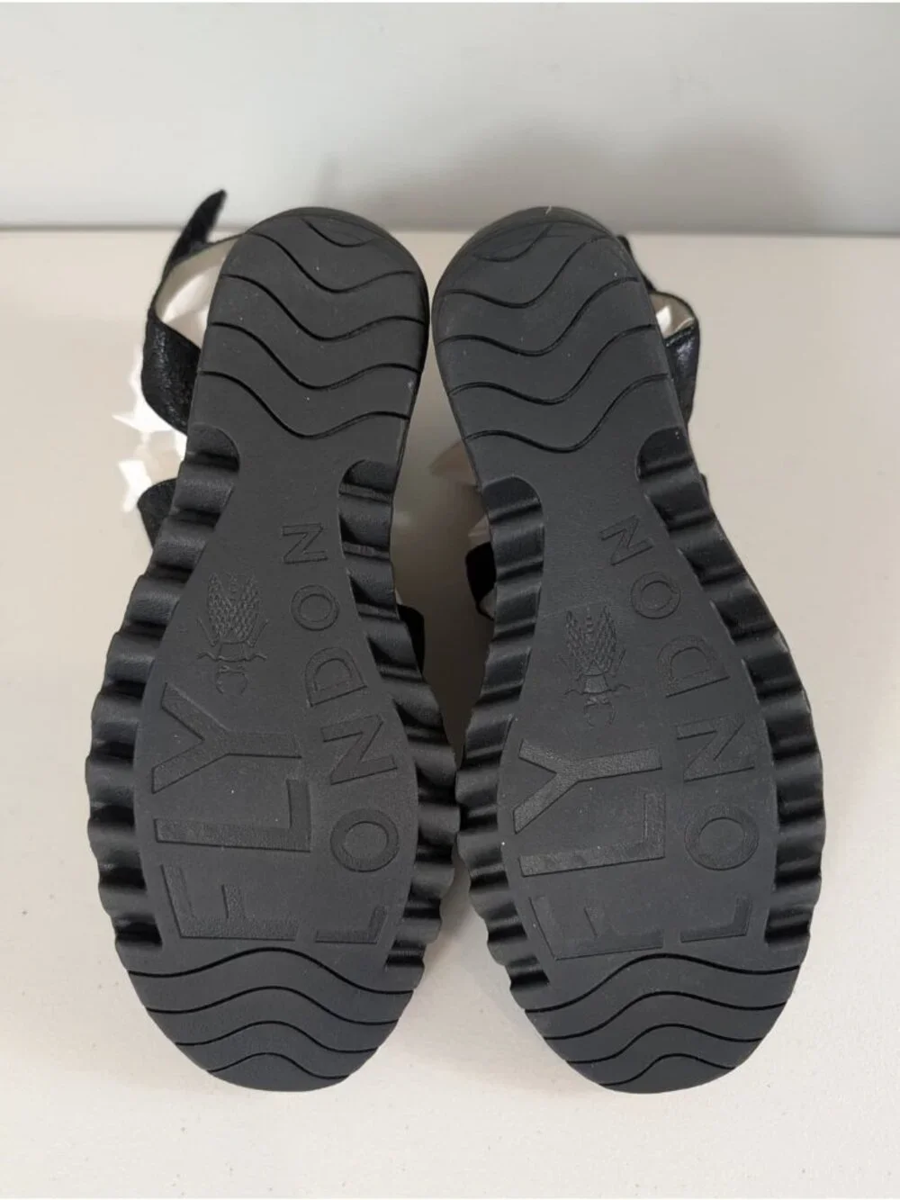 Fly London black leather wedge heels women's size 10-10.5